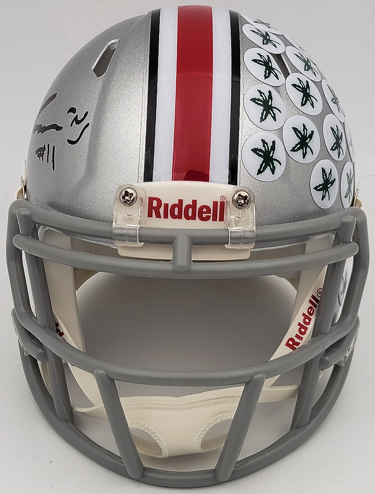 Jaxon Smith-Njigba Autographed Ohio State Buckeyes Silver Speed Mini Helmet Beckett BAS QR Stock #203466