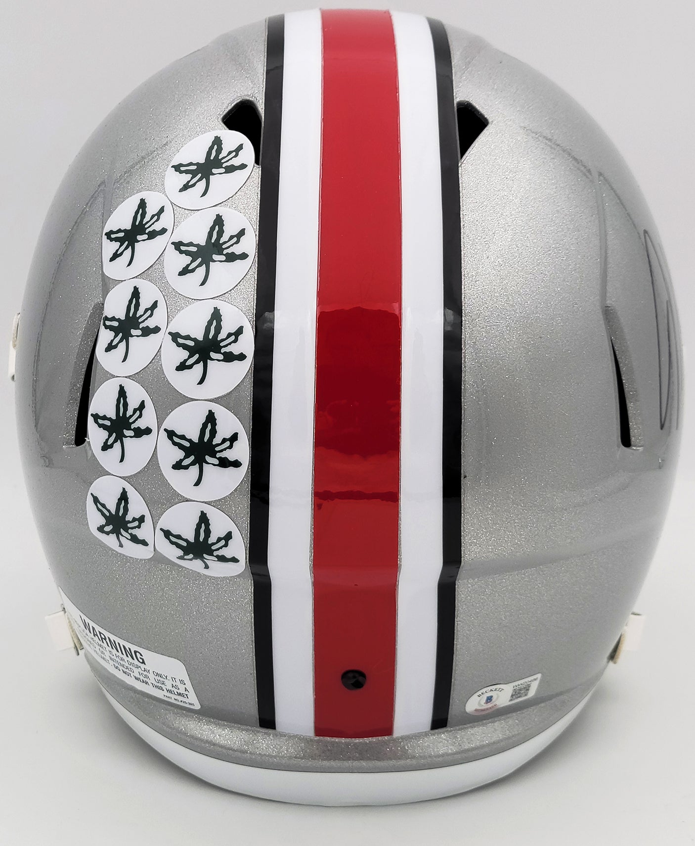 Jaxon Smith-Njigba Autographed Ohio State Buckeyes Silver Full Size Replica Speed Helmet Beckett BAS QR Stock #203465