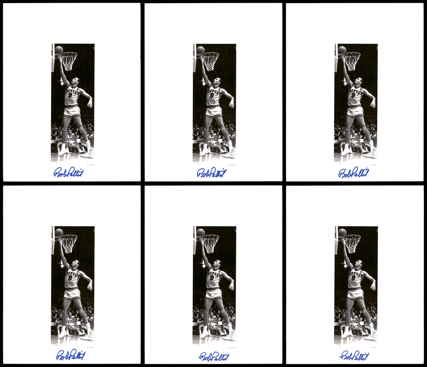 Bob Pettit Autographed 8.5x11 Photo 12 Count Lot Atlanta Hawks SKU #194015