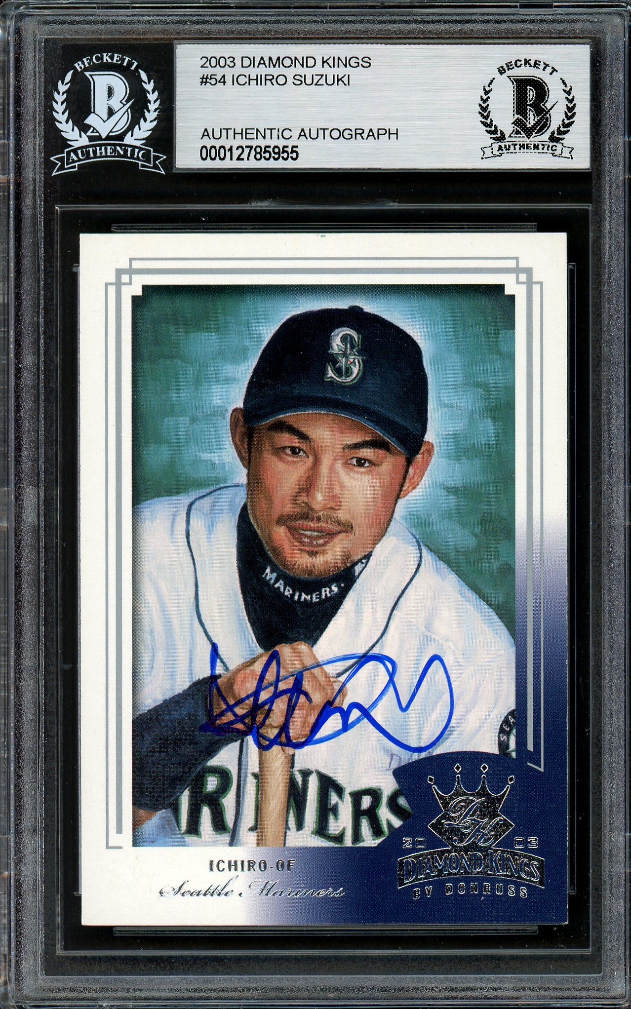 Ichiro Suzuki Autographed 2003 Donruss Diamond Kings Card #54 Seattle Mariners Beckett BAS Stock #194253