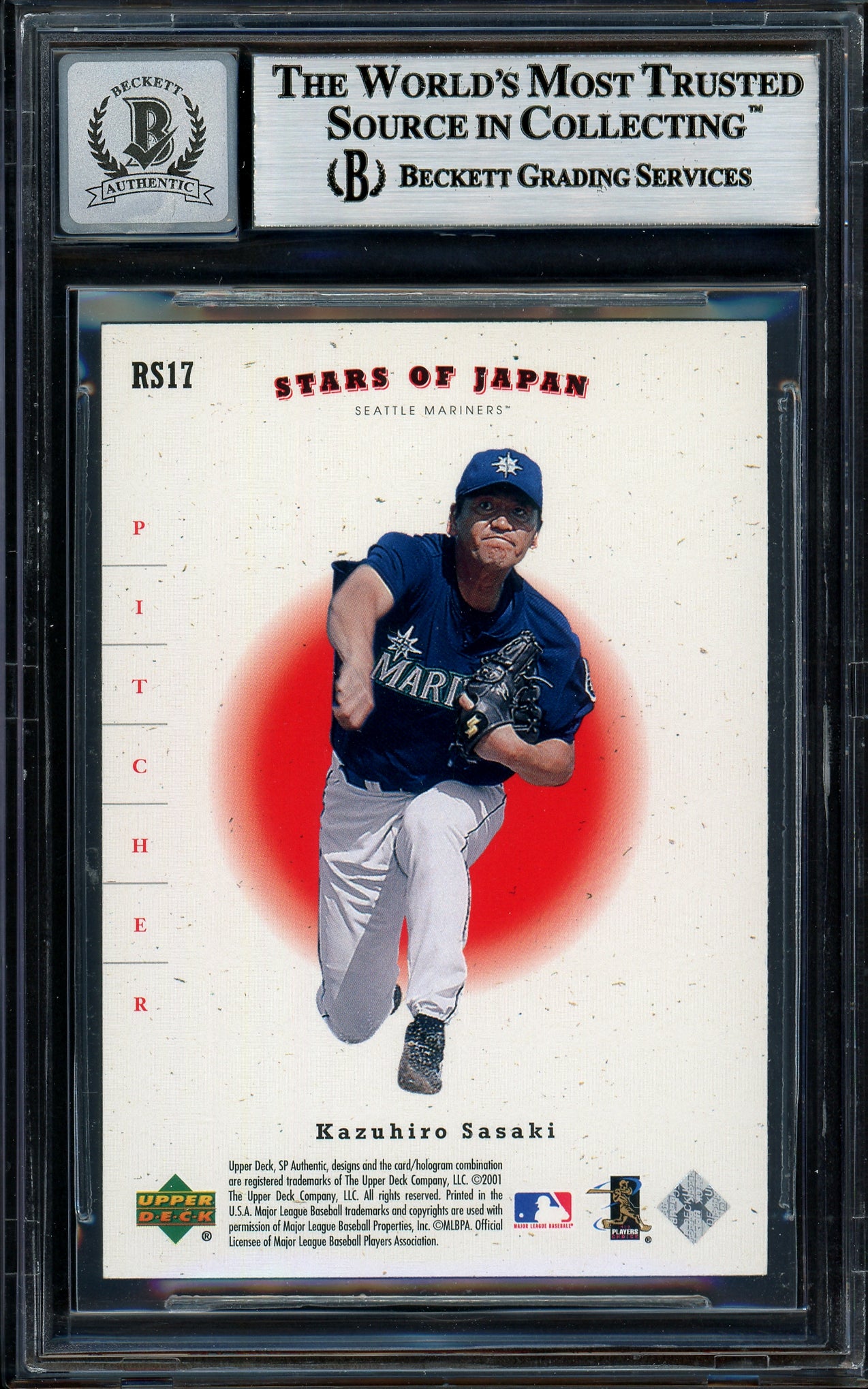 Ichiro Suzuki Autographed 2001 SP Authentic Stars of Japan Rookie Card #RS17 Seattle Mariners Auto Grade Gem Mint 10 Beckett BAS #12786149