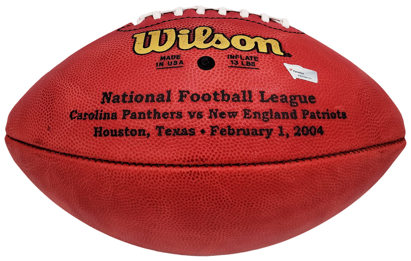 Tom Brady Autographed Official NFL Leather Super Bowl XXXVIII Logo Football Fanatics Holo #AA0104111