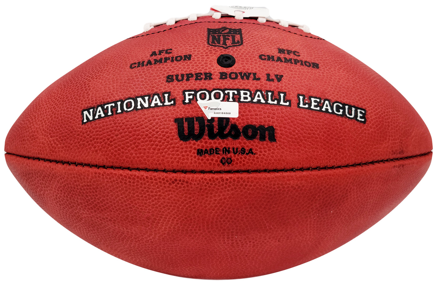 Tom Brady Autographed Official NFL Leather Super Bowl LV Logo Football "SB LV MVP" Fanatics Holo #AA0104060