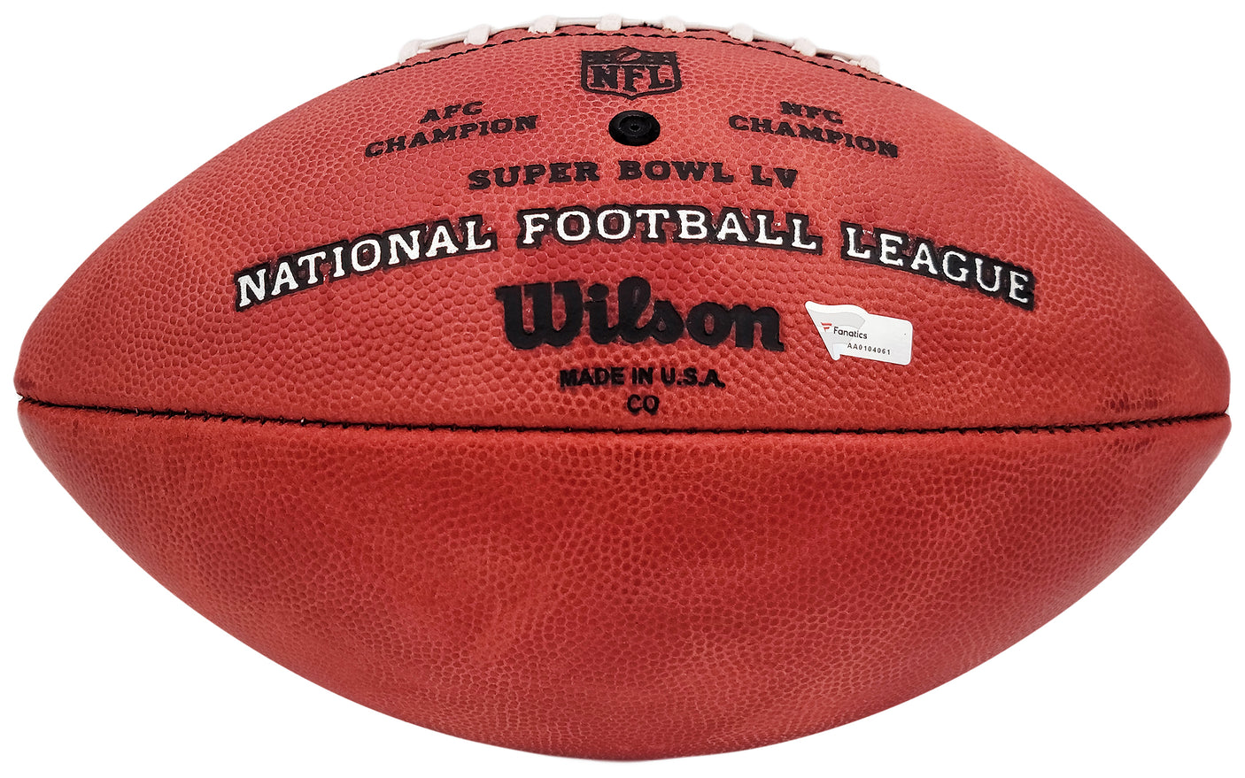 Tom Brady Autographed Official NFL Leather Super Bowl LV Logo Football "SB LV MVP" Fanatics Holo #AA0104061
