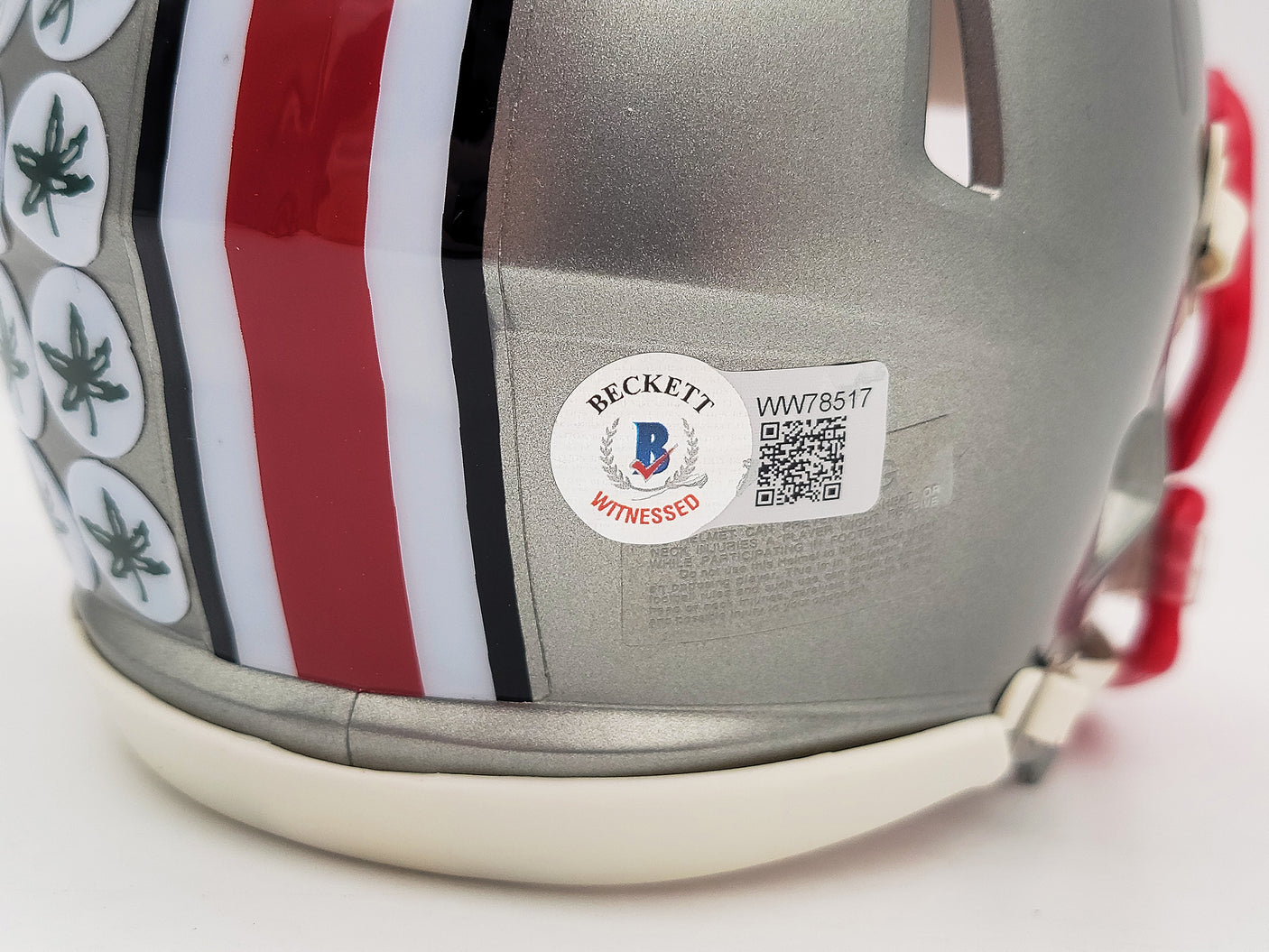 Denzel Burke Autographed Ohio State Buckeyes Flash Gray Speed Mini Helmet Beckett BAS QR Stock #203891