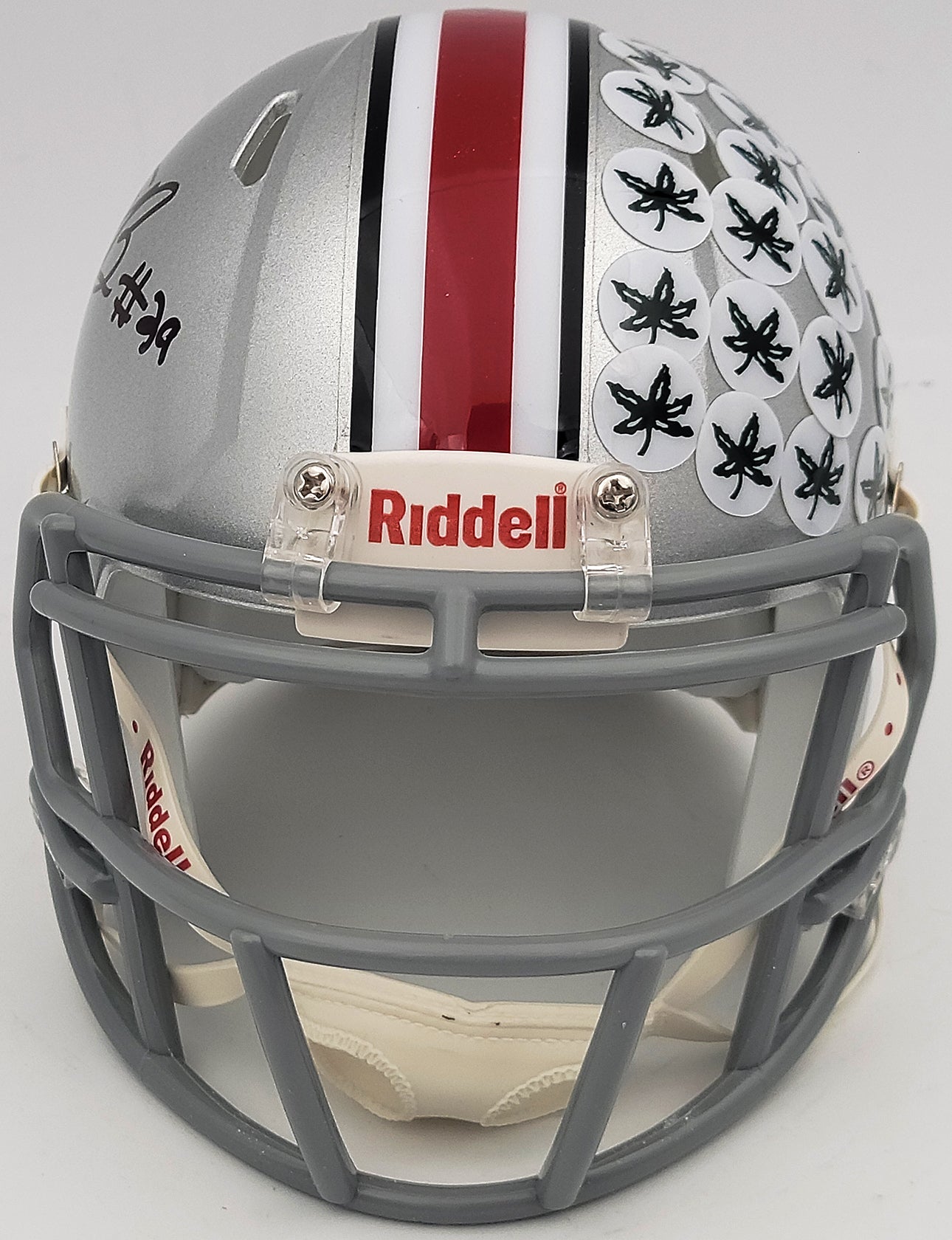 Denzel Burke Autographed Ohio State Buckeyes Silver Speed Mini Helmet Beckett BAS QR Stock #203892