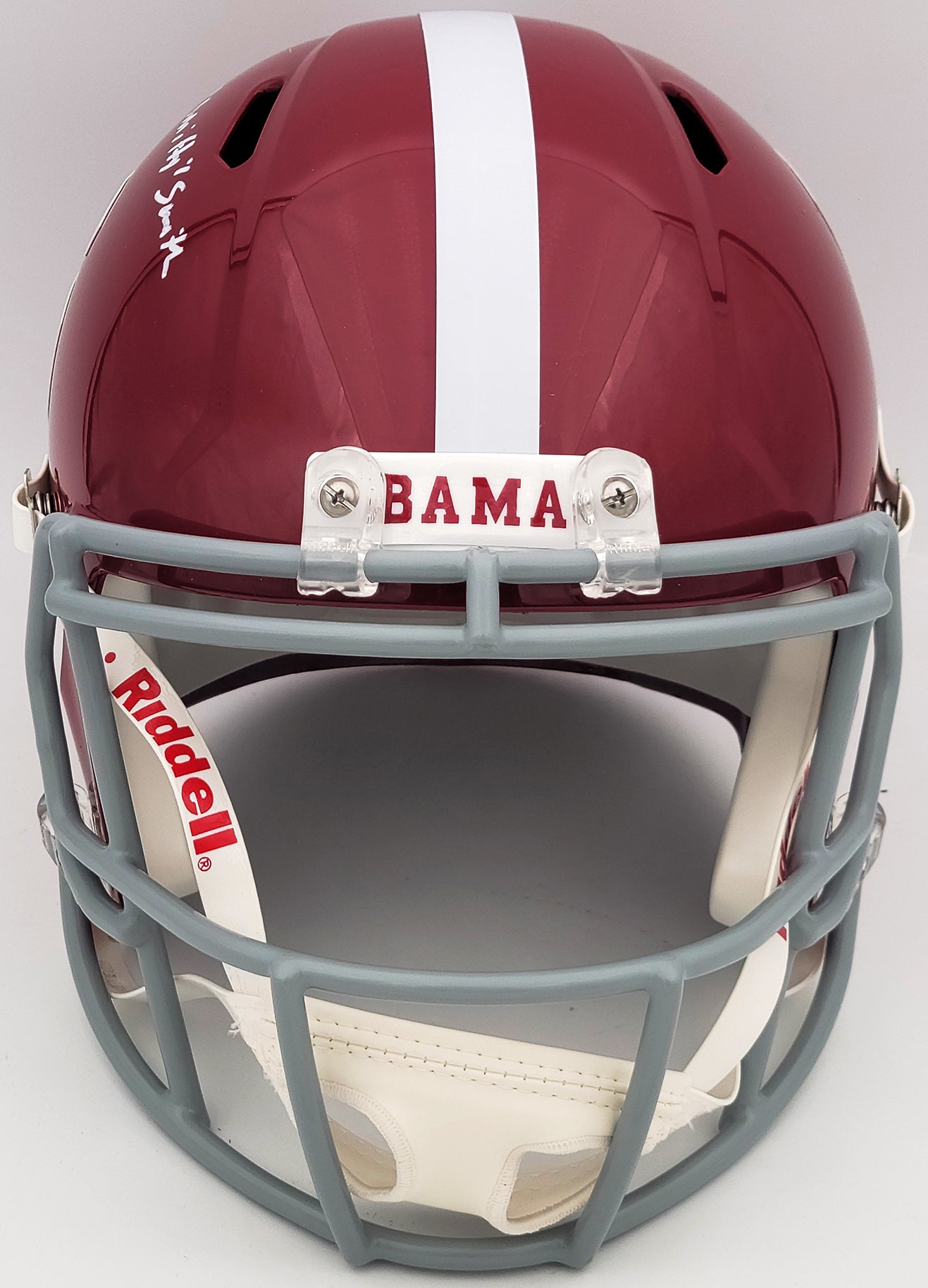 Devonta Smith Autographed Alabama Crimson Tide Red Full Size Replica Speed Helmet "Smitty" Beckett BAS QR Stock #203863