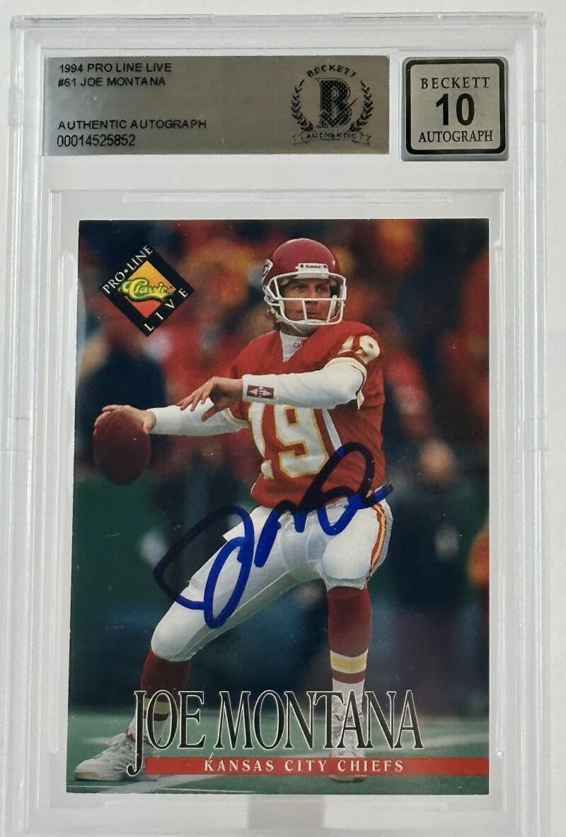 1994 Pro Line Live #61 Joe Montana Auto Kansas City Chiefs BGS Autograph 10