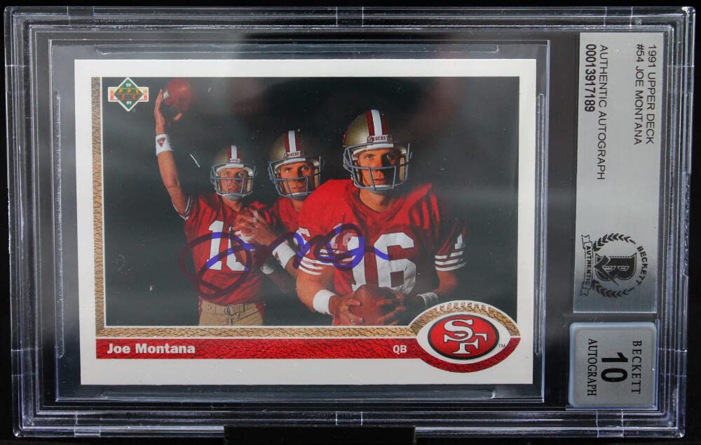 1991 Upper Deck #54 Joe Montana Auto San Francisco 49ers BGS Autograph 10