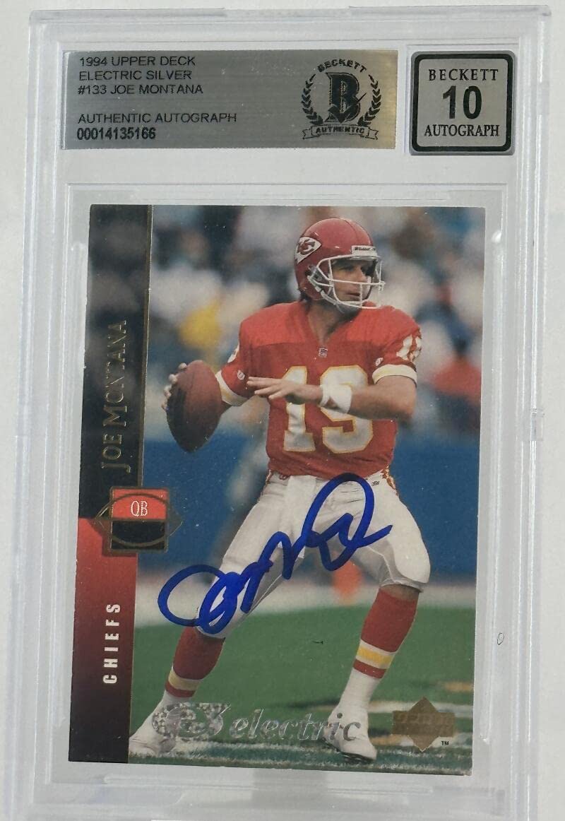 1994 Upper Deck Electric Silver #133 Joe Montana Auto Kansas City Chiefs BGS Au