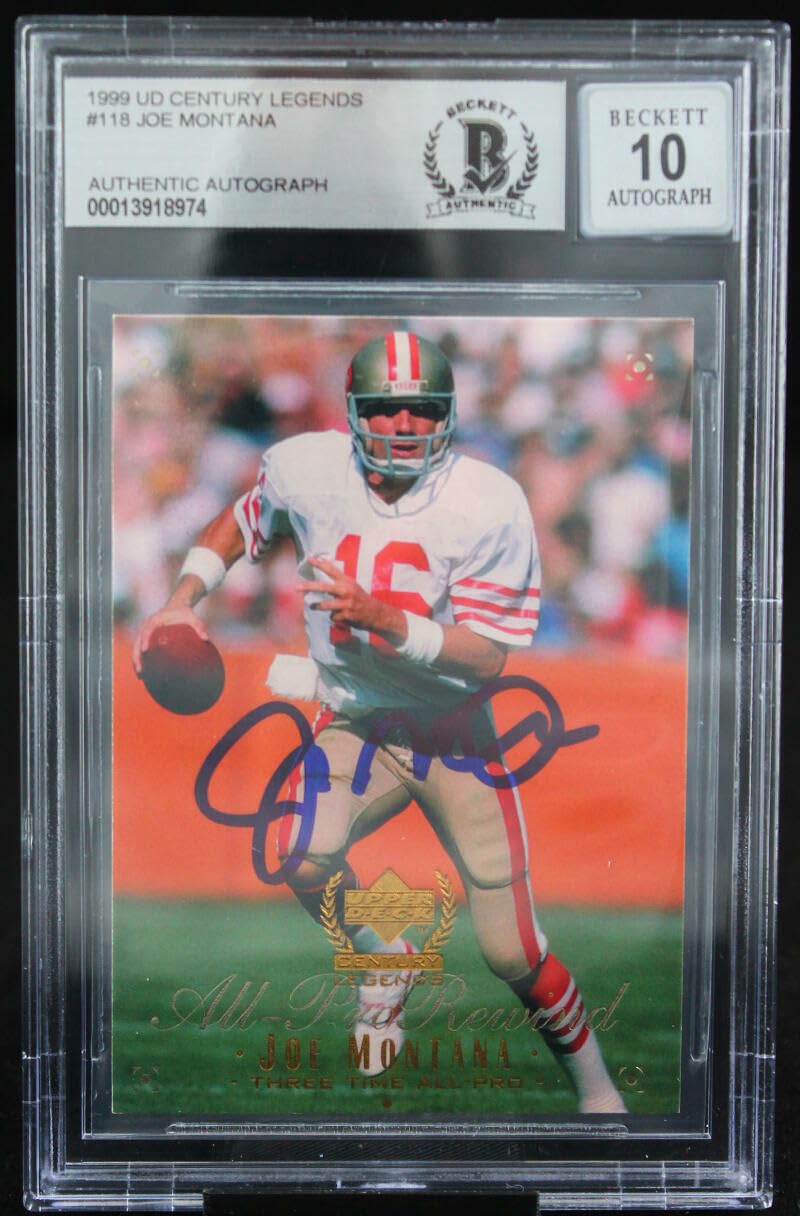 1999 UD Century Legends #118 Joe Montana Auto 49ers BGS Autograph 10