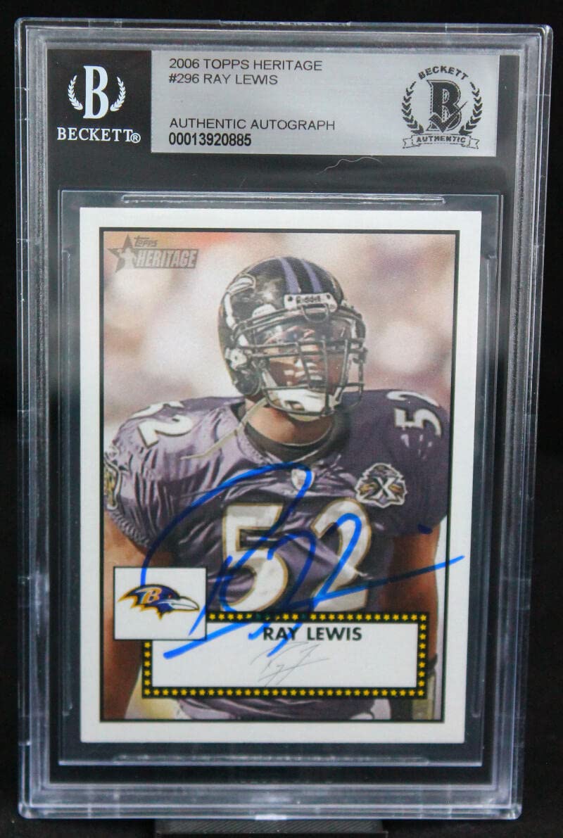 2006 Topps Heritage #296 Ray Lewis Baltimore Ravens BGS Autograph 10