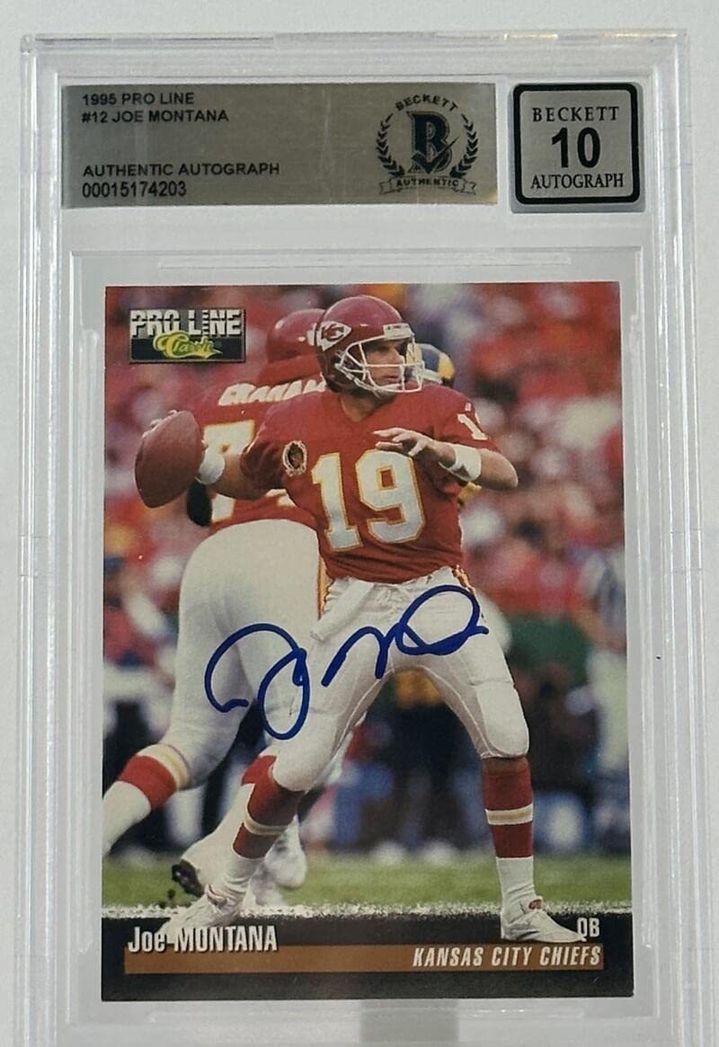 1995 Pro Line #12 Joe Montana Auto Kansas City Chiefs BGS Autograph 10