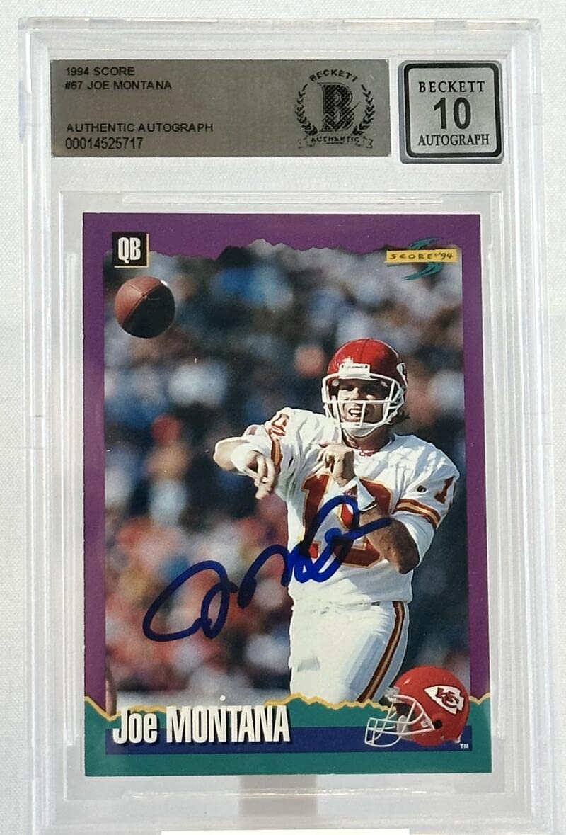 1994 Score #67 Joe Montana Auto Kansas City Chiefs BGS Autograph 10