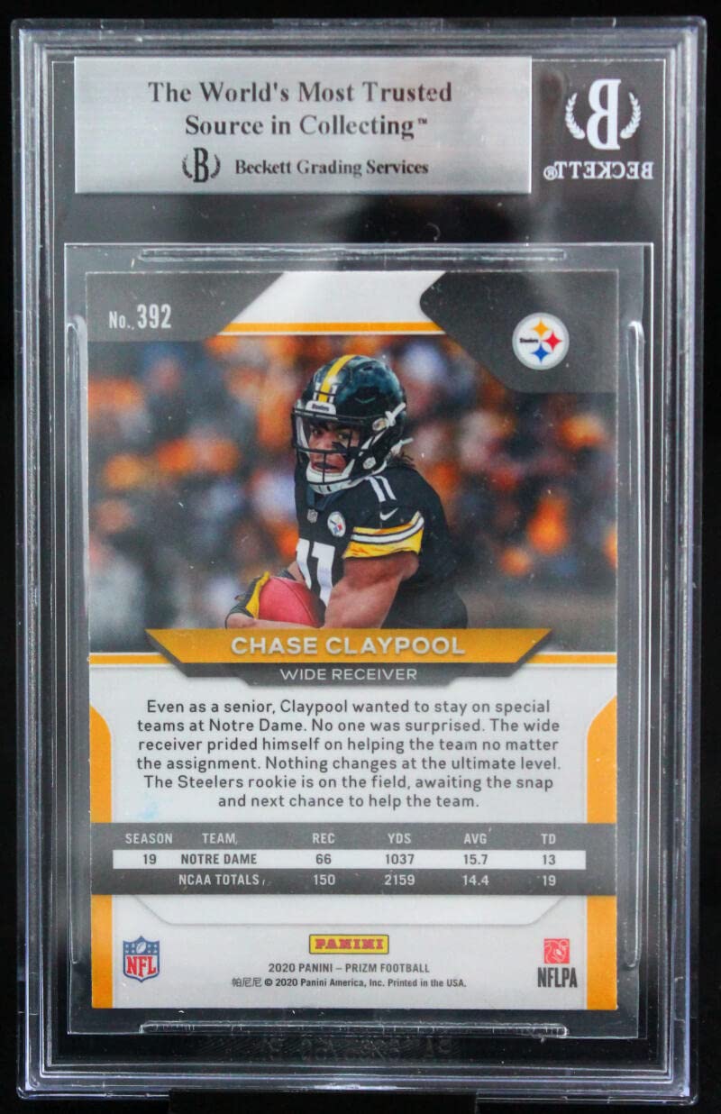 2020 Panini Prizm #392 Chase Claypool Pittsburgh Steelers BGS Auto 10