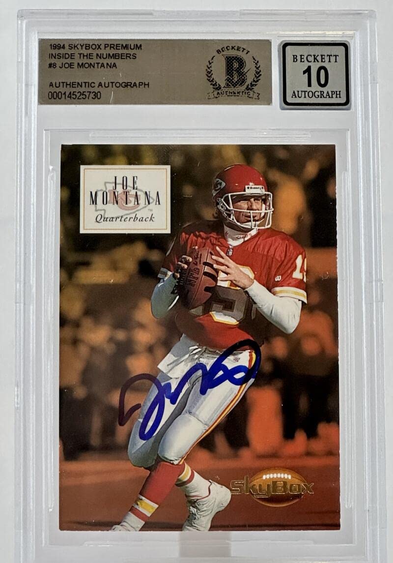 1994 Skybox Premium Inside the Numbers #8 Joe Montana Auto KC Chiefs BGS Auto 10