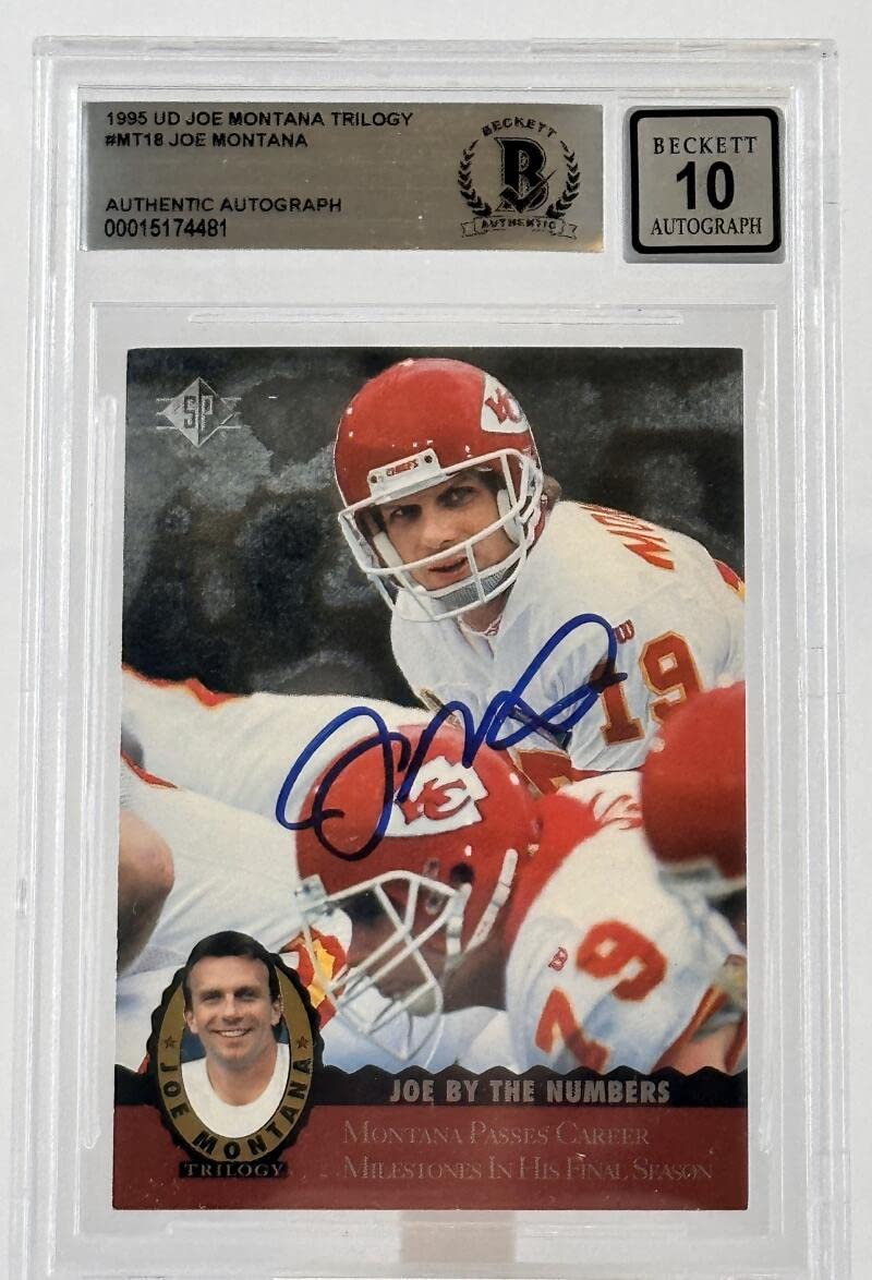 1995 Upper Deck Joe Montana Trilogy #MT18 Auto KC Chiefs BGS Autograph 10
