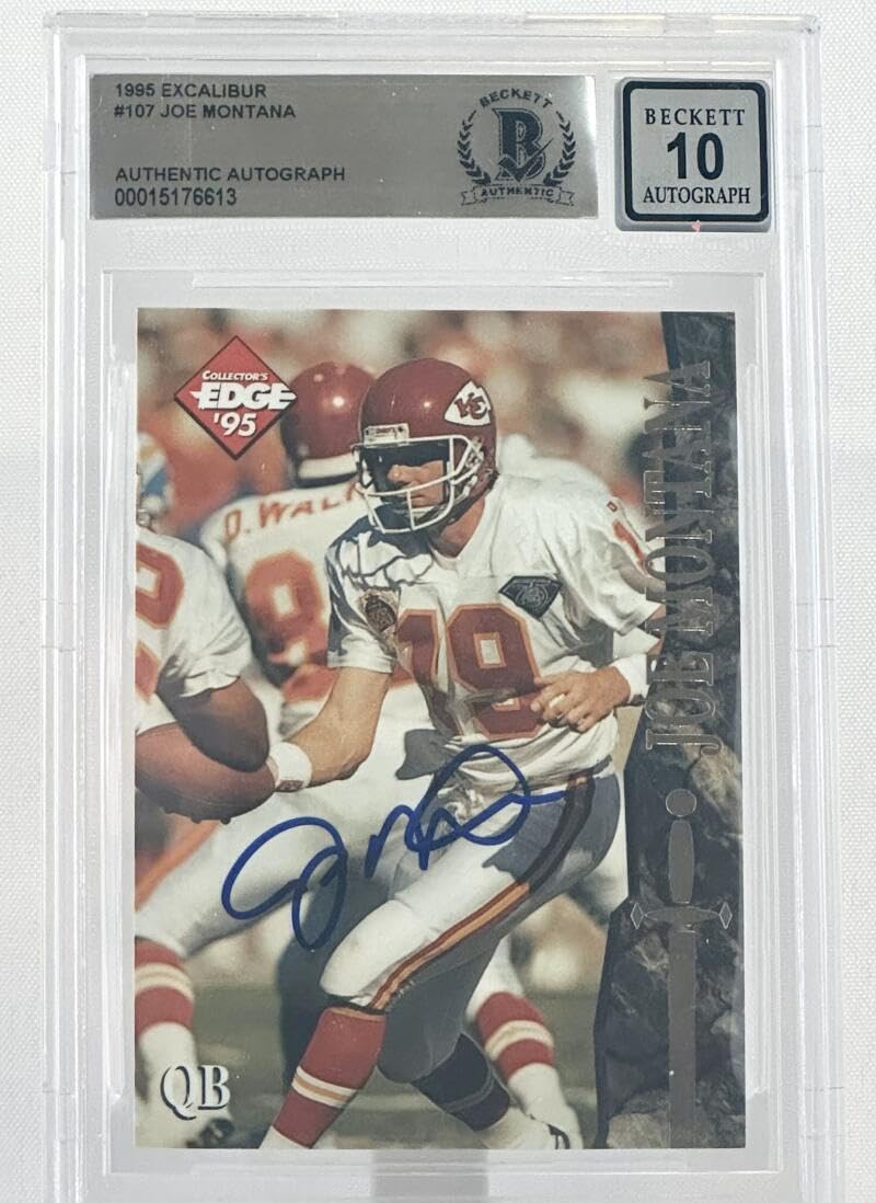 1995 Collector's Edge Excalibur #107 Joe Montana Auto KC Chiefs BGS Autograph 10