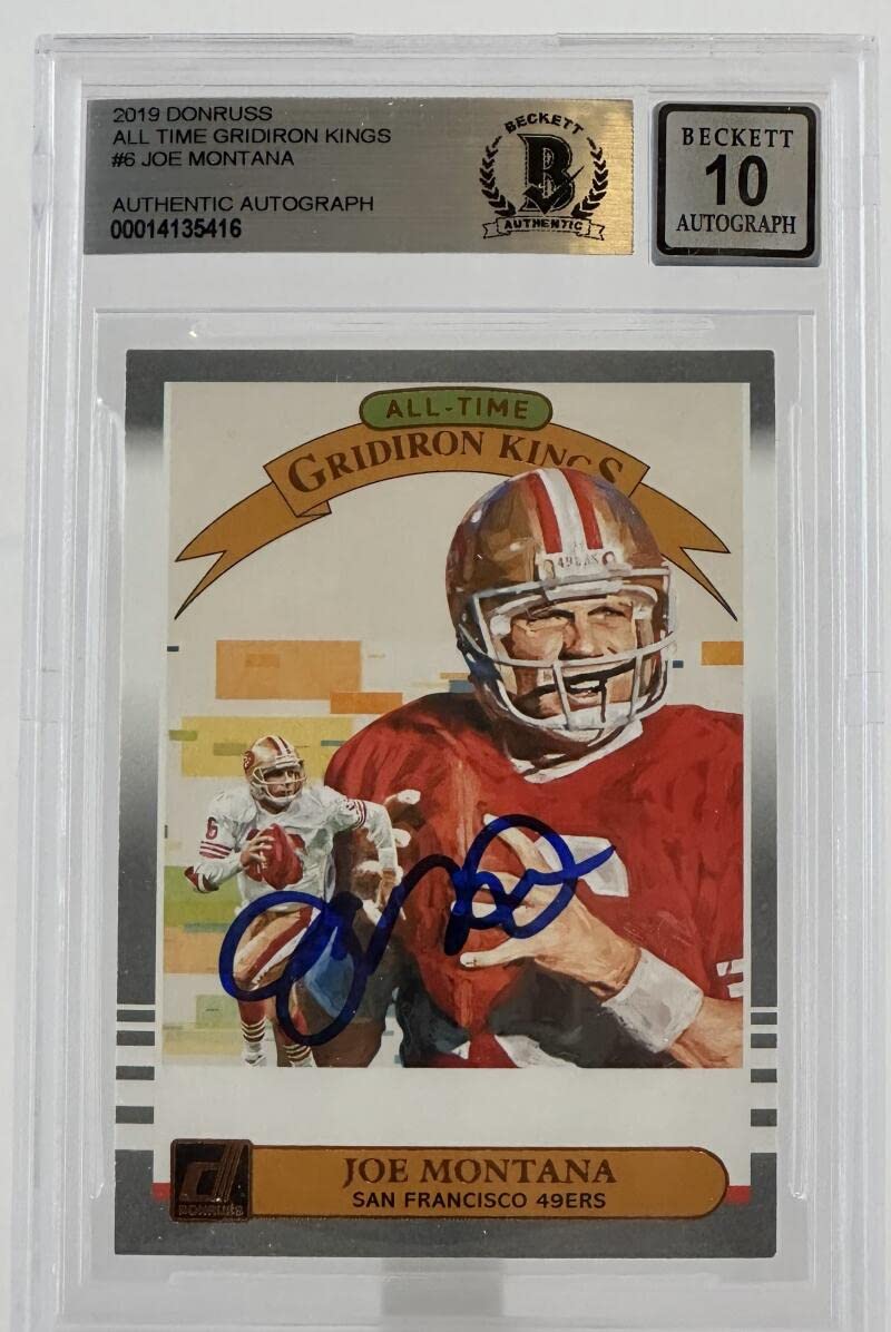 2019 Donruss All Time Gridiron Kings #6 Joe Montana SF 49ers BGS Autograph 10