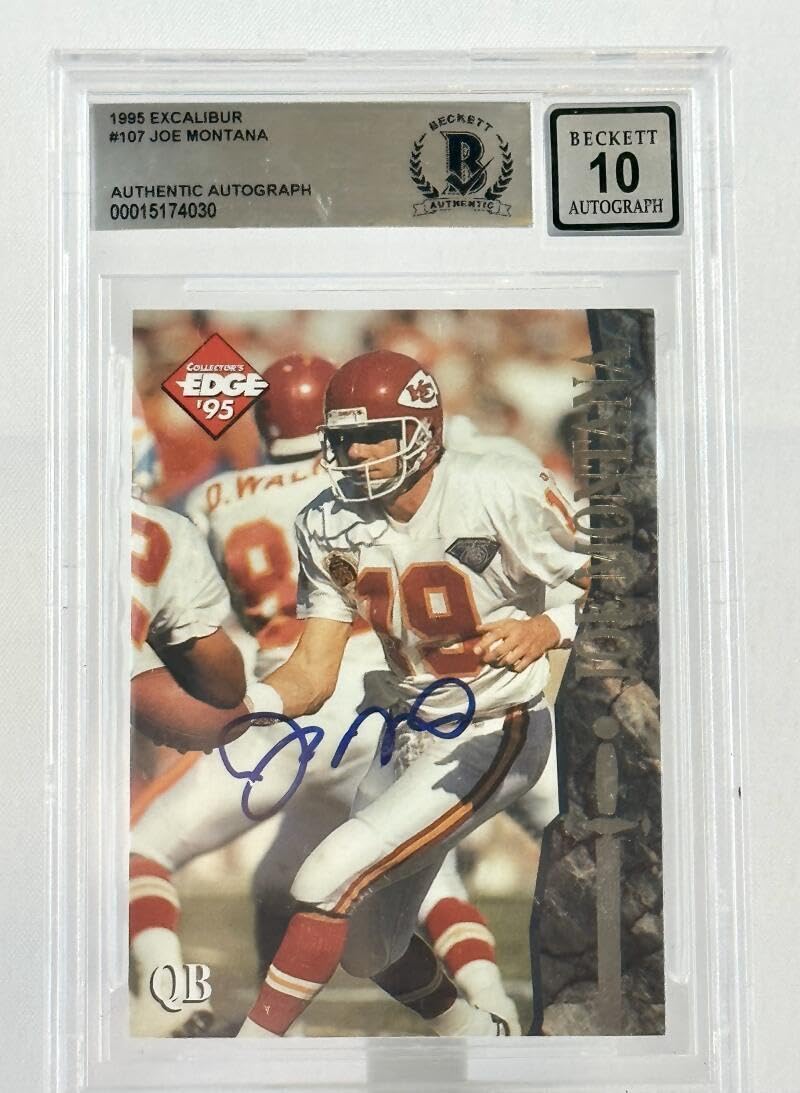 1995 Collector's Edge Excalibur #107 Joe Montana Auto KC Chiefs BGS Autograph 10
