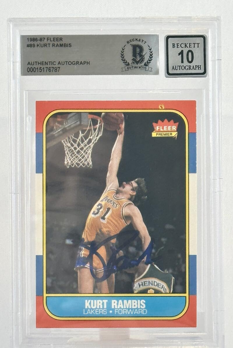 1986-87 Fleer #89 Kurt Rambis Auto Los Angles Lakers BGS Autograph 10