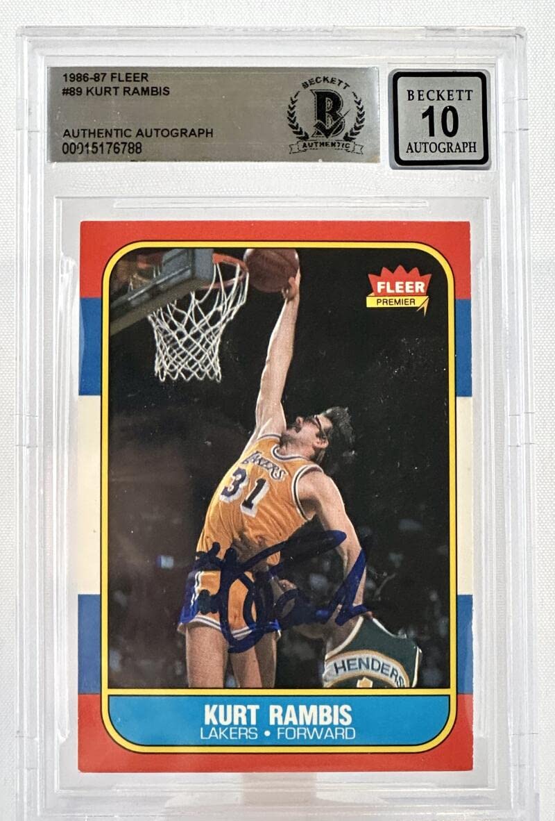 1986-87 Fleer #89 Kurt Rambis Auto Los Angles Lakers BGS Autograph 10