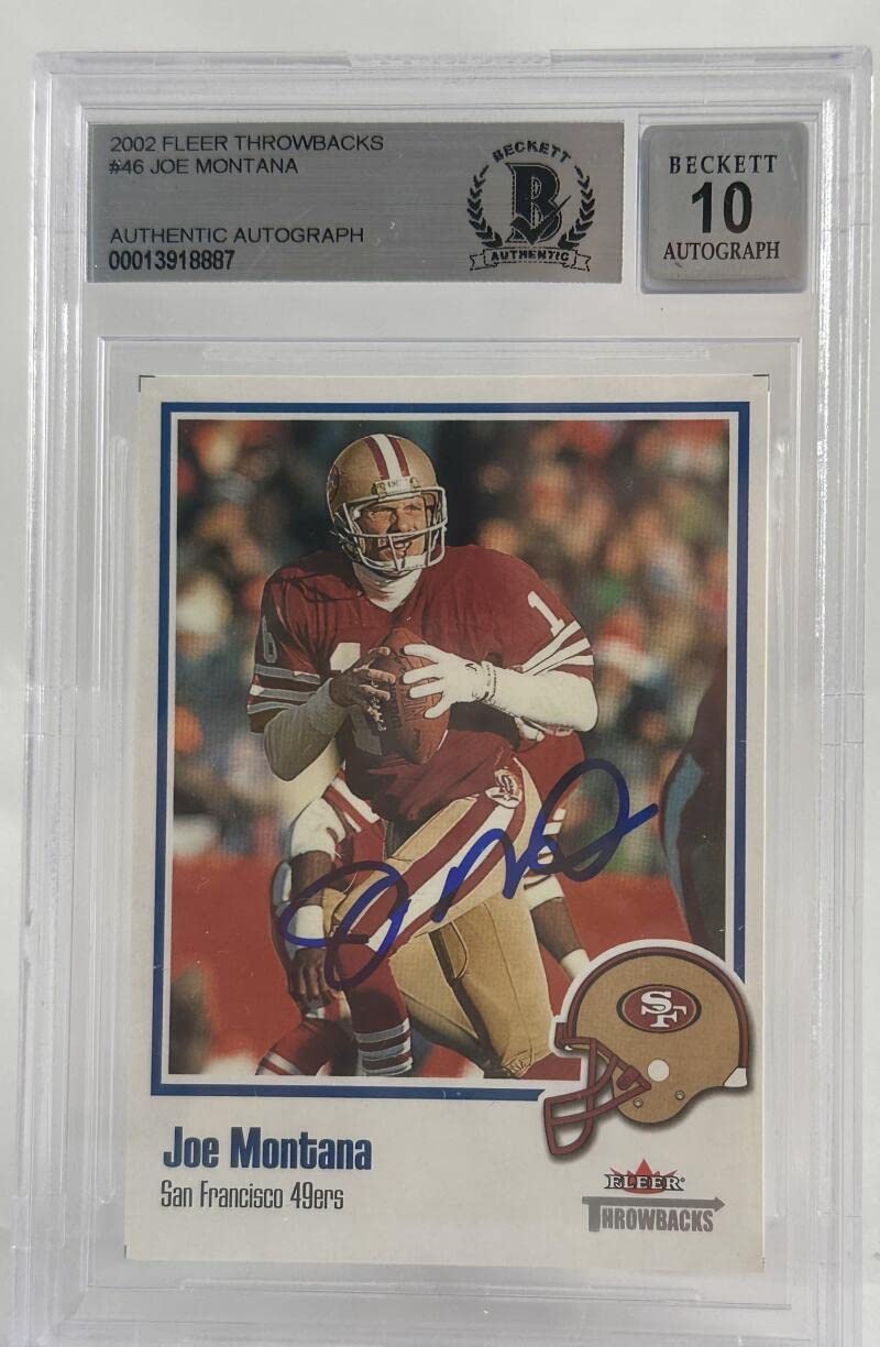 2002 Fleer Throwbacks #46 Joe Montana Auto SF 49ers BGS Autograph 10