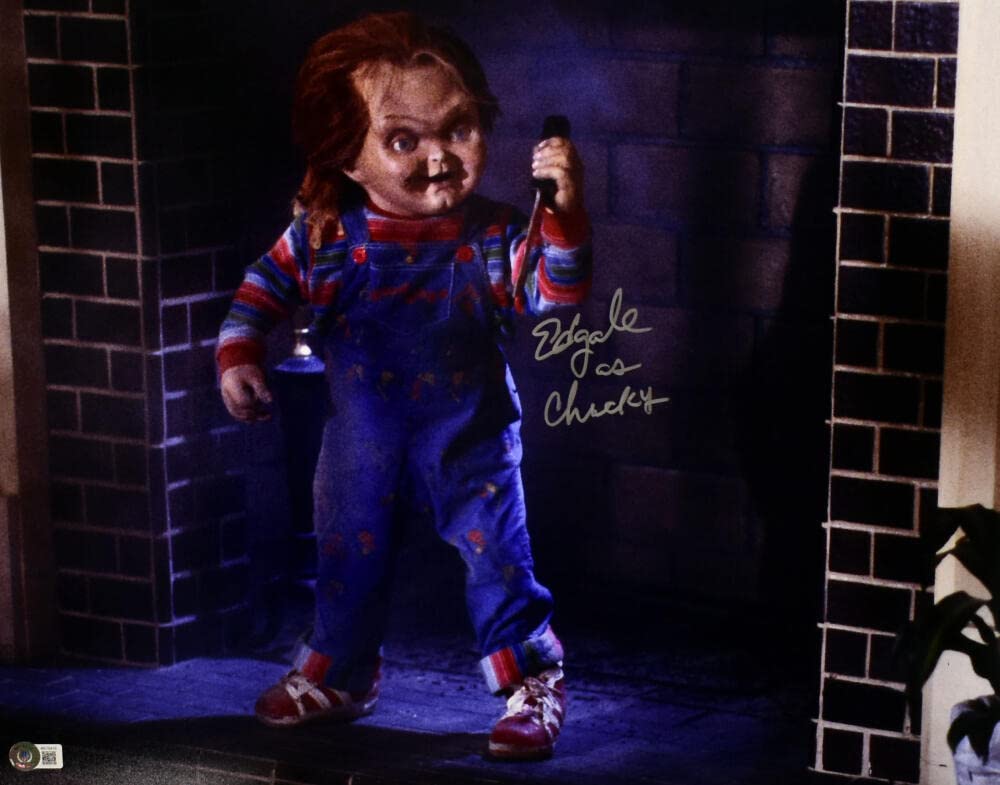 Ed Gale Autographed 16x20 Chucky Close Up Photo -Beckett W Hologram *Silver