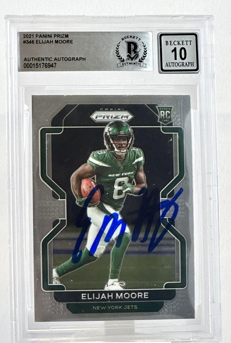2021 Panini Prizm #346 Elijah Moore Auto New York Jets BGS Autograph 10