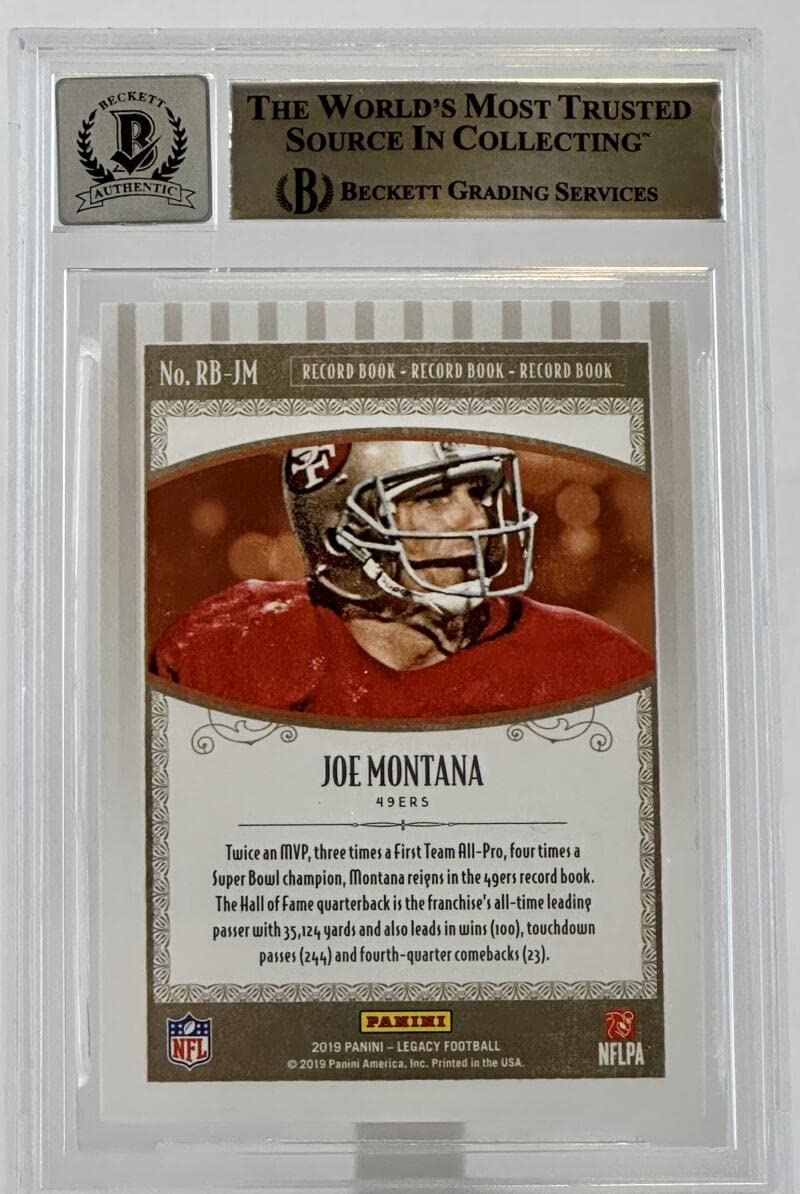 2019 Panini Legacy Record Book #8 Joe Montana Auto SF 49ers BGS Autograph 10