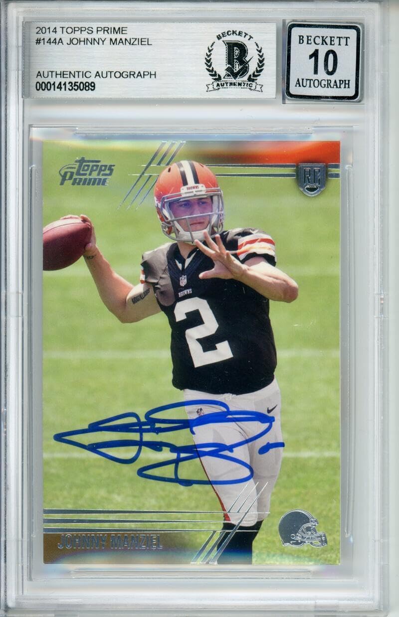 2014 Topps Prime #144A Johnny Manziel RC Cleveland Browns BGS Autograph 10