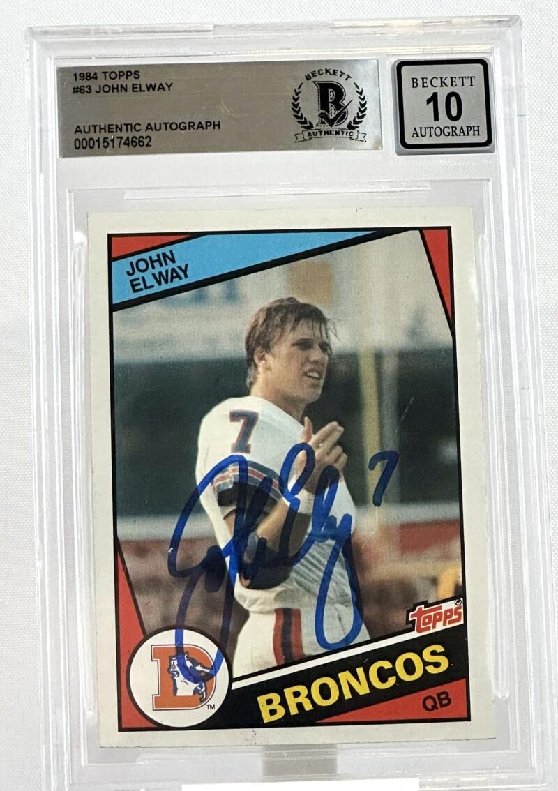 1984 Topps #63 John Elway Auto Denver Broncos BGS Autograph 10