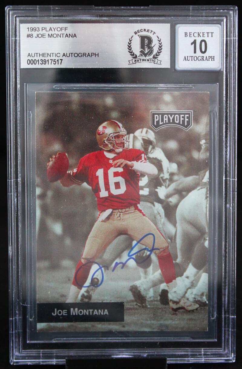 1993 Playoff #8 Joe Montana Auto San Francisco 49ers BGS Autograph 10