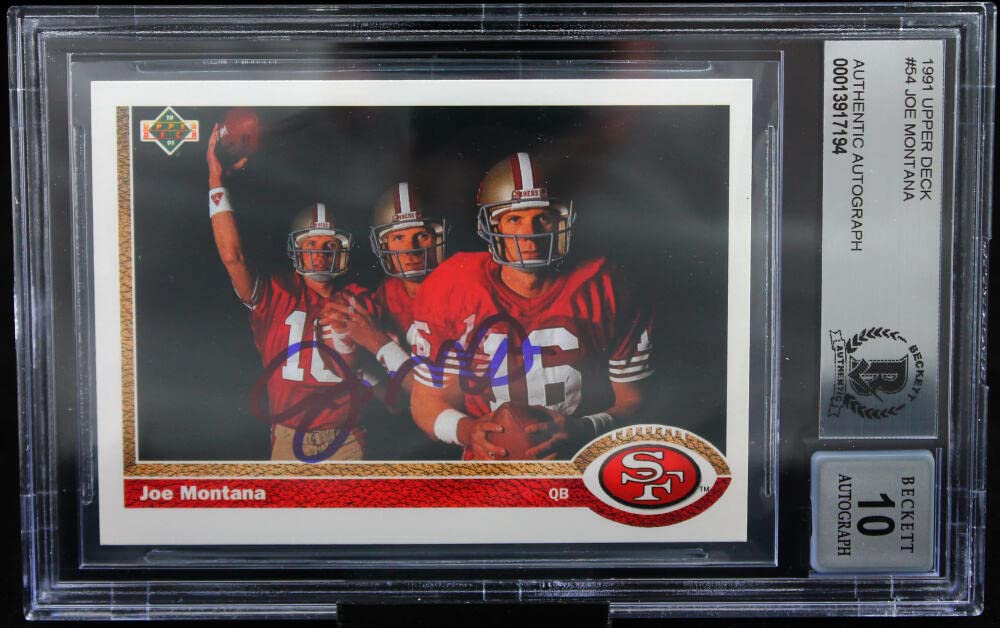 1991 Upper Deck #54 Joe Montana Auto San Francisco 49ers BGS Autograph 10