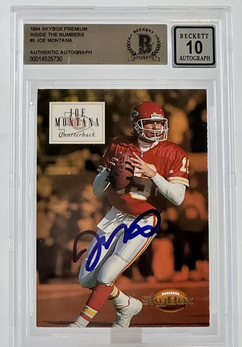 1994 Skybox Premium Inside the Numbers #8 Joe Montana Auto KC Chiefs BGS Auto 10