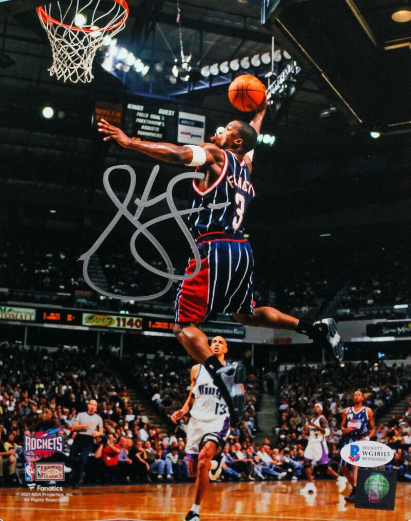 Steve Francis Signed Rockets 8x10 FP Photo Dunking vs Kings- Beckett Witness