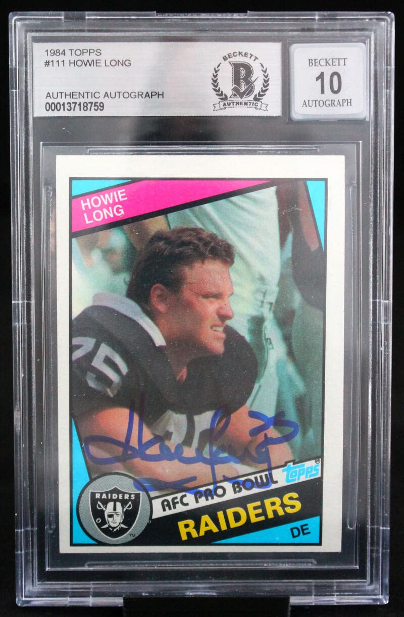 1984 Topps #111 Howie Long Auto Oakland Raiders BGS Autograph 10