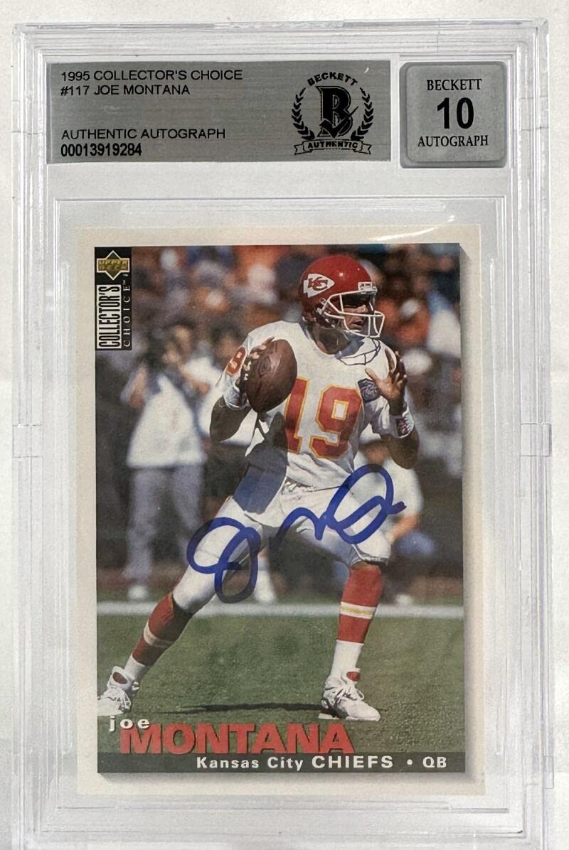 1995 Collector's Choice #117 Joe Montana Auto Kansas Chiefs BGS Autograph 10