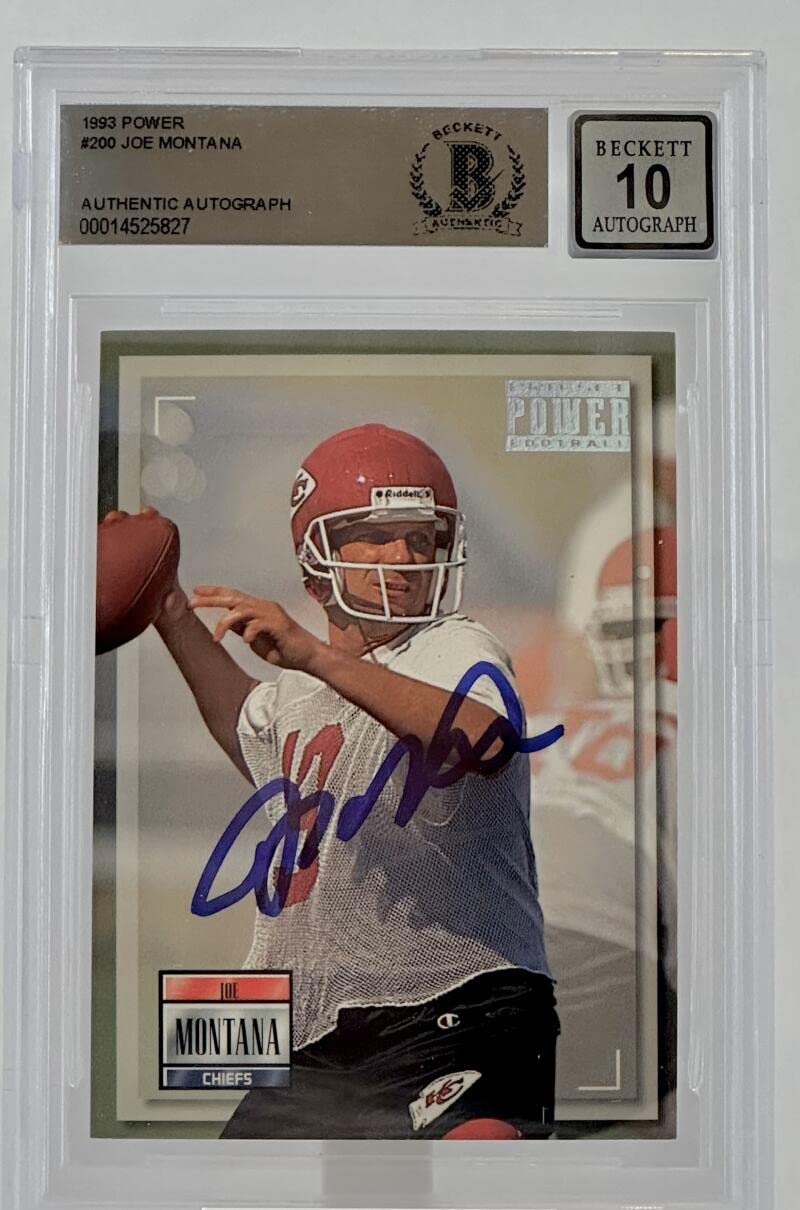 1993 Power Pro Set #200 Joe Montana Auto Kansas City Chiefs BGS Autograph 10