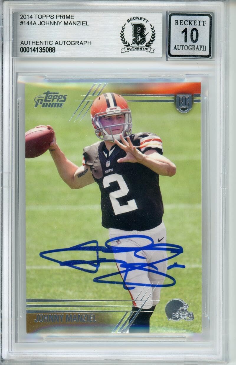 2014 Topps Prime #144A Johnny Manziel RC Cleveland Browns BGS Autograph 10