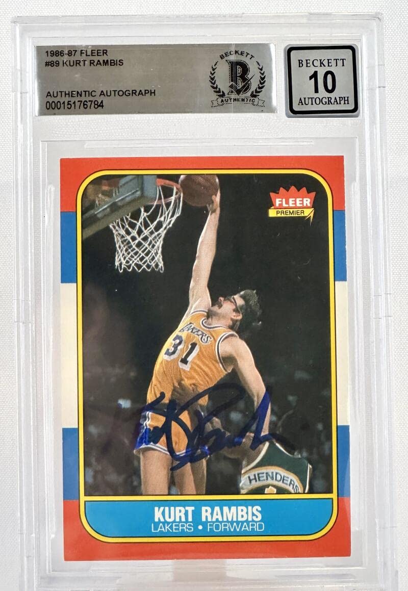 1986-87 Fleer #89 Kurt Rambis Auto Los Angles Lakers BGS Autograph 10