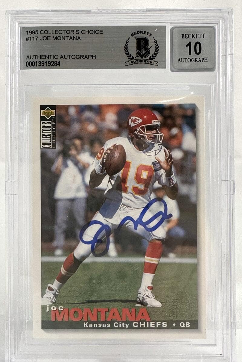 1995 Collector's Choice #117 Joe Montana Auto Kansas Chiefs BGS Autograph 10