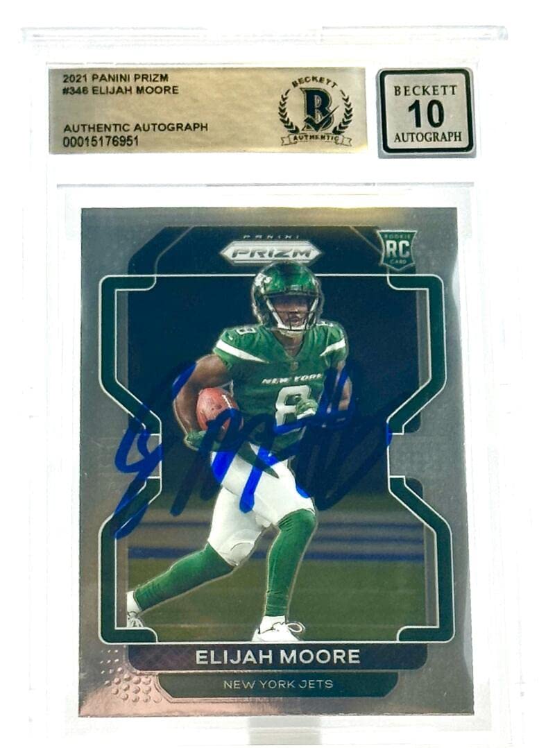 2021 Panini Prizm #346 Elijah Moore Auto New York Jets BGS Autograph 10