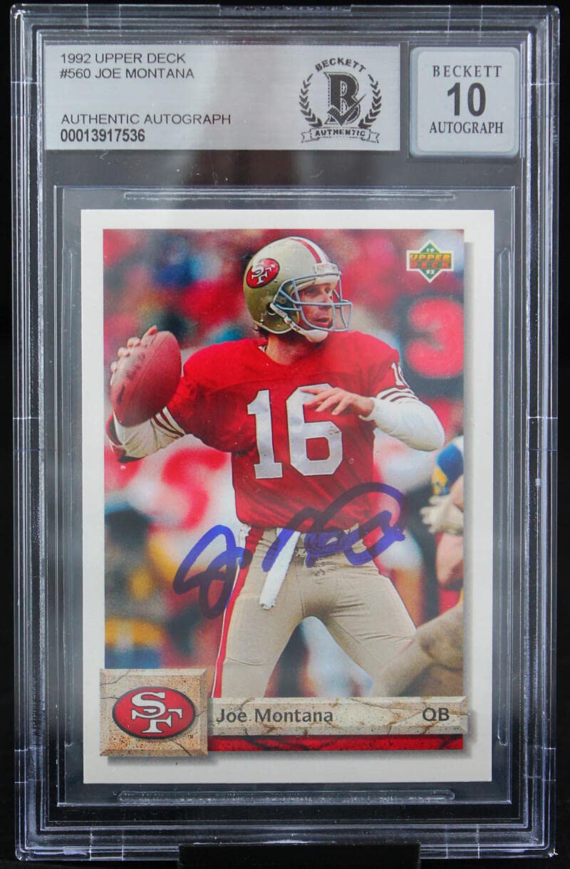 1992 Upper Deck #560 Joe Montana Auto San Francisco 49ers BGS Autograph 10