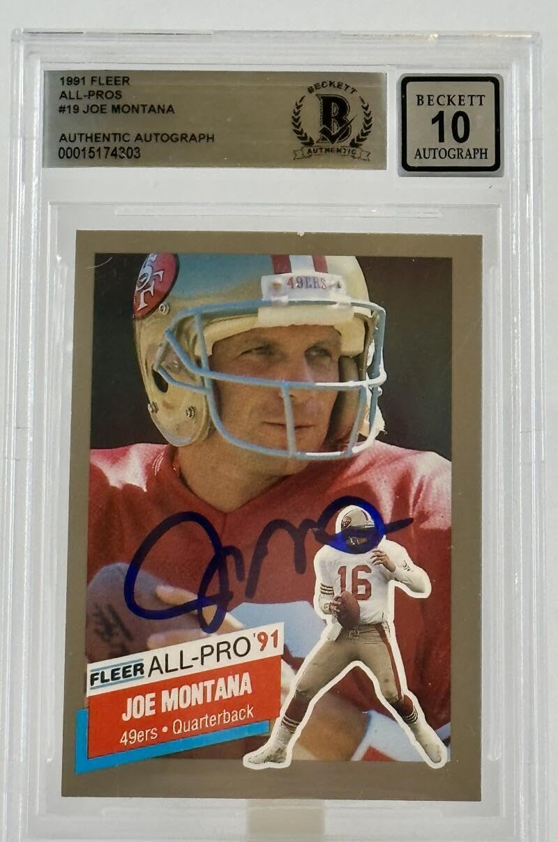 1991 Fleer All-Pros #19 Joe Montana Auto San Francisco 49ers BGS Autograph 10