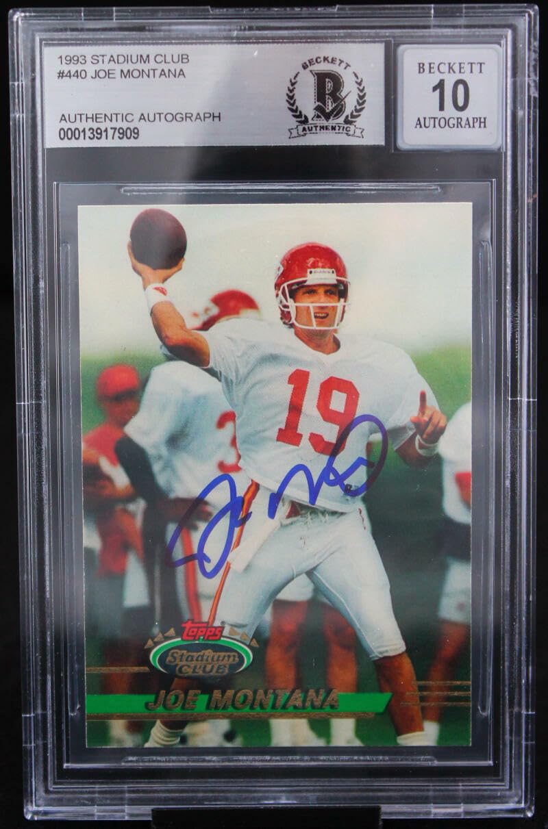 1993 Stadium Club #440 Joe Montana Auto Kansas City Chiefs BGS Autograph 10