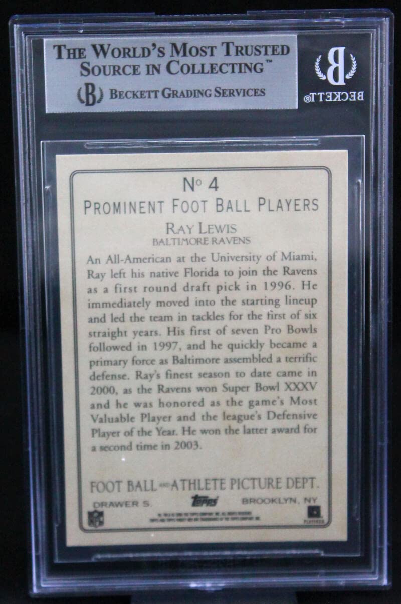 2005 Topps Turkey Red #4A Ray Lewis Baltimore Ravens BGS Autograph 10