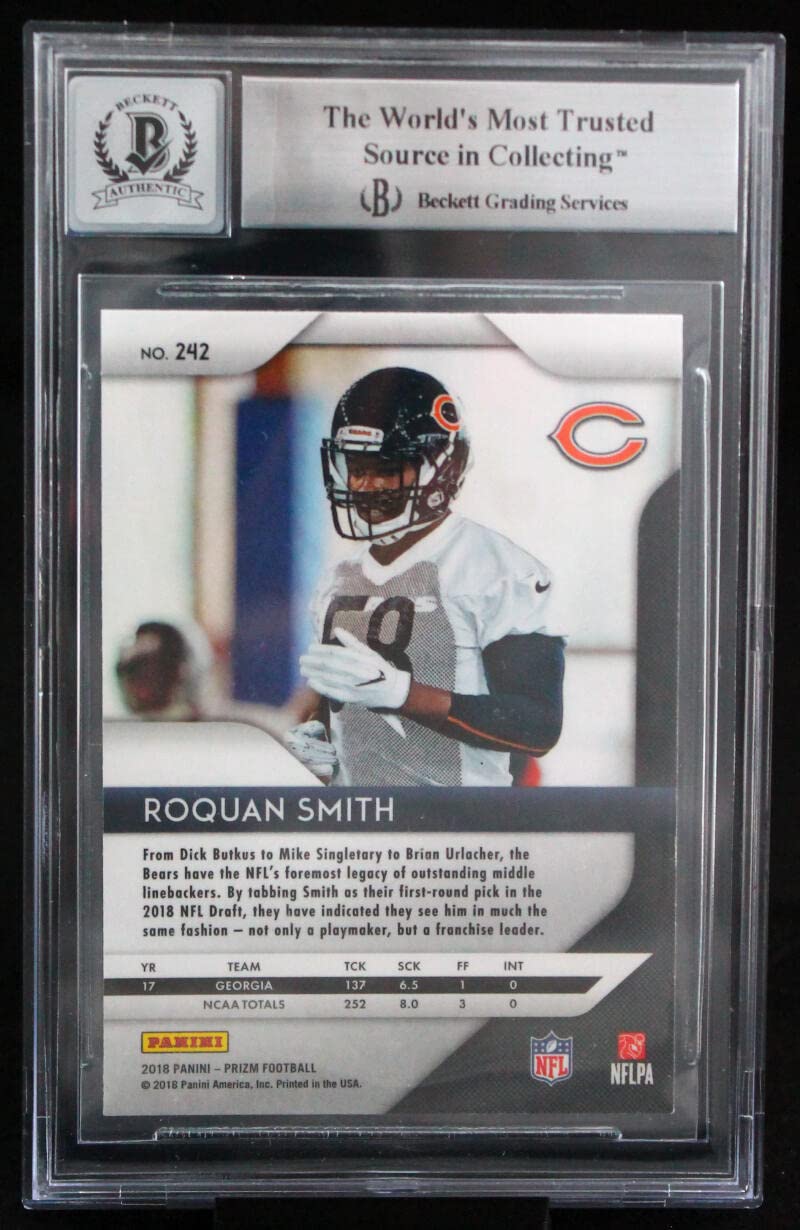 2018 Panini Prizm #242 Roquan Smith Chicago Bears BGS Autograph 10