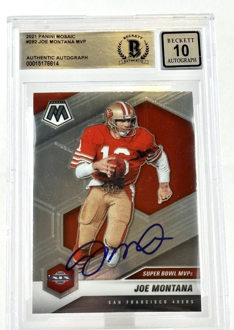 2021 Panini Mosaic #292 Super Bowl MVPs Joe Montana Auto SF 49ers BGS Auto 10