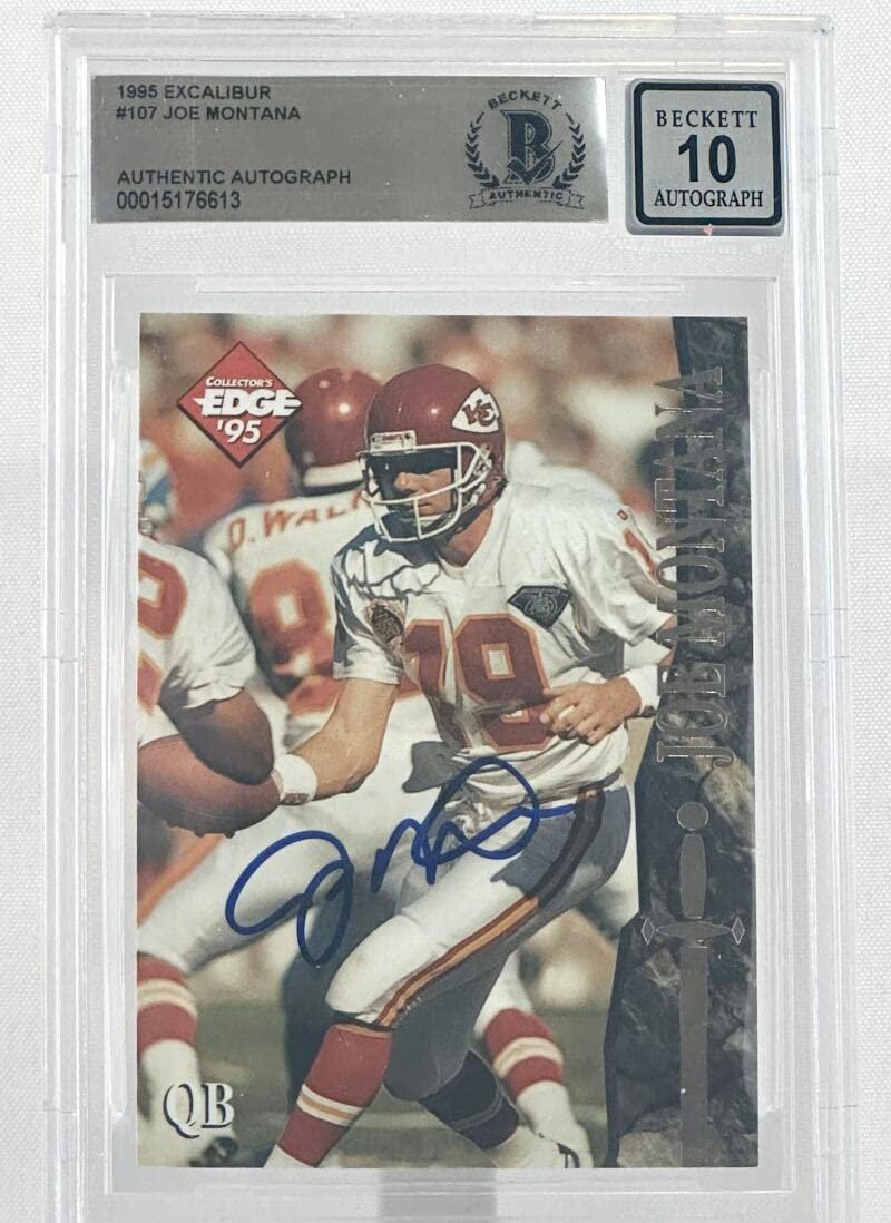 1995 Collector's Edge Excalibur #107 Joe Montana Auto KC Chiefs BGS Autograph 10